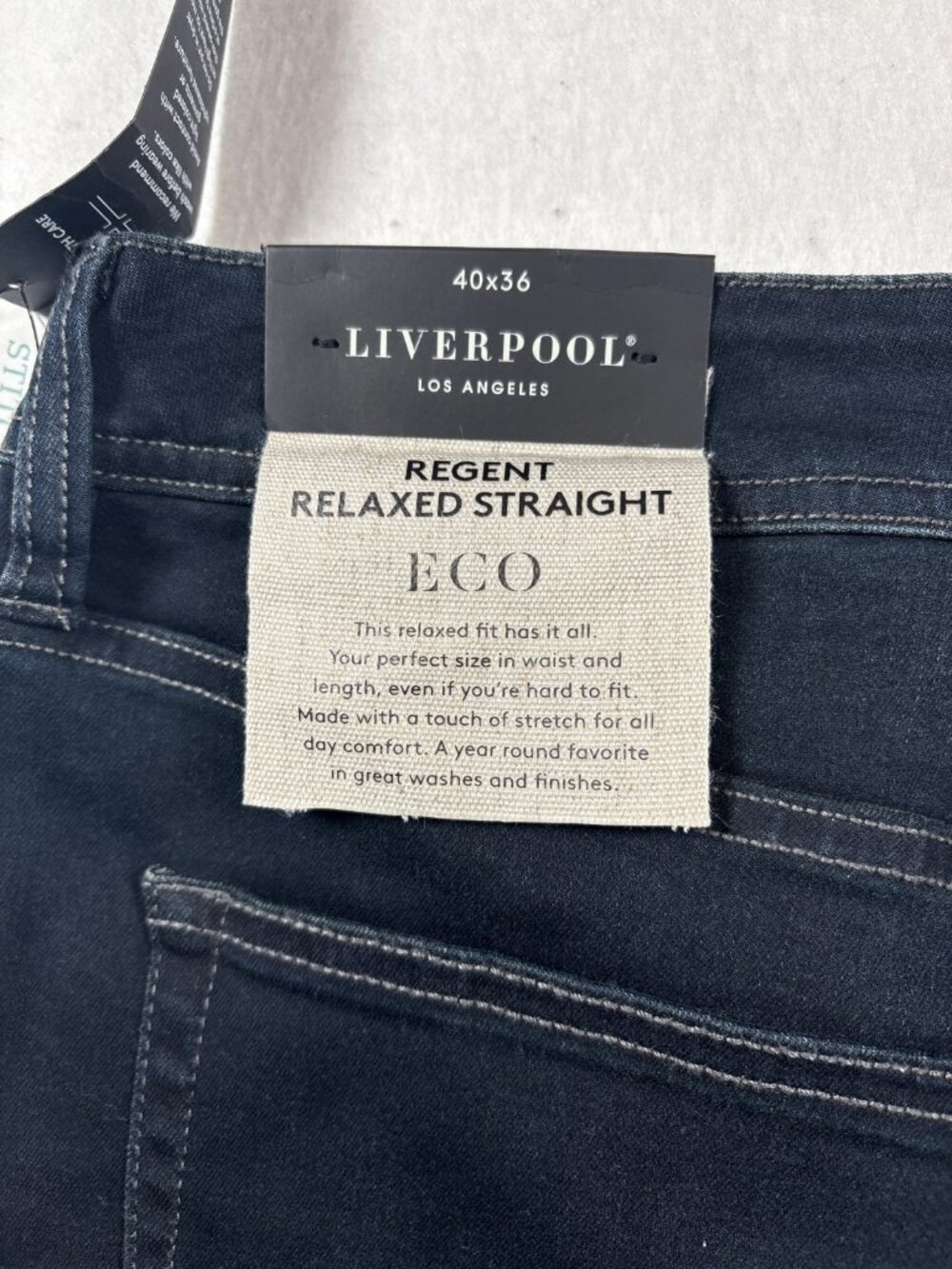 Liverpool Los Angeles Regent Jeans Men 40x36 Blue Denim Relaxed Fit Straight Leg - Picture 6 of 9